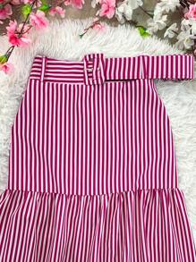 3 Marias Skirt With Striped Midi Belt Evangelical Fashion Launch - Hot Pink - View 3