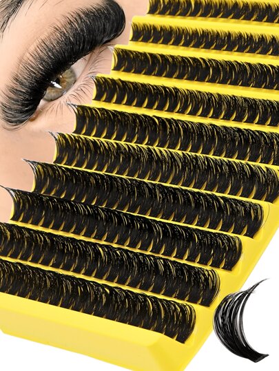 200PCS DIY Individual Lash Clusters – D Curl (8-16mm), Wide Stem For A Natural Or Extra Thick Look | Reusable Eyelash Extension Kit For Home & On-The-Go Use & Perfect For: Daily Wear, Weddings, Dating, Parties, Festivals, Spring Days & Travel & Great For Christmas/Halloween/Giftslash Clusters,Eyelash Clusters,Individual Eyelashes,Lashes,Fake Lashes