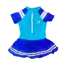 Baby Girl Bikini Swimsuit With UV50+ Protection And Skirt - 水鴨藍 - 查看 4