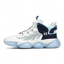 Giày thể thao thường ngày cho nam, đế dày đệm khí khóa xoay, đế giày thể thao đàn hồi cao, thời trang đa năng, giày chạy bộ giảm xóc cho hoạt động ngoài trời và hàng ngày - Xanh và trắng - Xem 11