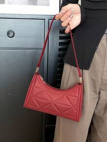 Túi đeo vai trơn đơn giản sang trọng thanh lịch tiện lợi - Màu Đỏ Sâu - Xem 8