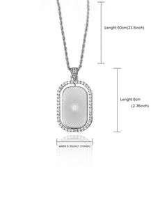 定制矩形水晶镶嵌吊坠项链，银框复古风格雕刻装饰项链，情人节送给女朋友/男朋友的礼物 - 彩色 - 查看 11