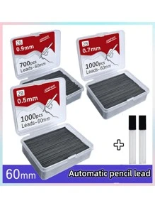 1000 支 0.5 毫米和 0.7 毫米自动铅笔芯替换芯，2B 级，含 2 个铅笔芯支架，高品质，大容量，方便携带