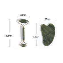 2 件套天然玉石刮痧面部按摩工具 - 玉石刮痧板、玉石滚轮按摩器、玉石眼部美容棒、双头玉石按摩滚轮，用于瘦脸和经络护理 - 彩色 - 查看 2