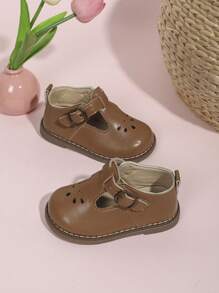 Giày đế bằng Mary Janes 3 mùa cho bé, Giày tập chống trượt cho trẻ mới biết đi, Thời trang đa năng, Xuân/Hè/Thu 2024 - màu nâu - Xem 1