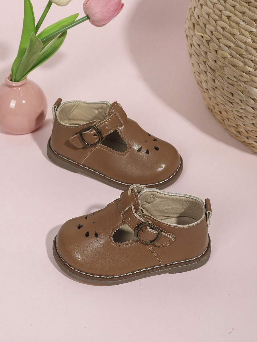 Giày đế bằng Mary Janes 3 mùa cho bé, Giày tập chống trượt cho trẻ mới biết đi, Thời trang đa năng, Xuân/Hè/Thu 2024 - màu nâu - Xem 1