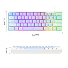 MageGee TS91 60% Compact Wired Keyboard 61 Keys RGB Backlight Small Portable Office Computer Membrane Keyboard For Windows PC Laptop Gamer White Blue - Blue - View 6