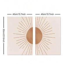 波西米亚太阳印刷品套装，2 件套，抽象日出艺术印刷品，中世纪现代墙面艺术，复古日落墙面艺术装饰，可打印波西米亚海报，无框 - 黑色 - 查看 8