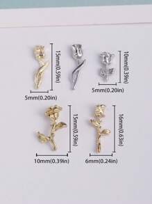 10 件玫瑰美甲配件 Y2K 风格郁金香花朵美甲装饰 3D 金属水钻美甲 DIY 配件适合情人节浪漫艺术装饰配件金银色美甲配件美甲宝石美甲用品指甲美甲饰品美甲宝石 - 彩色 - 查看 4
