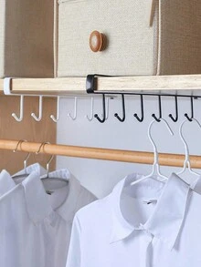 1 Stück Eisenhaken Tassen Halter Aufbewahrungsregal mit 6 Haken, geeignet für Schränke, Töpfe und Schaufelregale sowie Aufbewahrungsregale, die kein Bohren erfordern