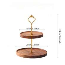 1 pieza Soporte de madera para 2/3 niveles de magdalenas, bandeja de servir escalonada, torre de magdalenas de madera redonda, soporte de exhibición de postres, soporte para galletas y dulces, decoraciones para fiestas navideñas y de vacaciones, accesorios navideños, utensilios de cocina