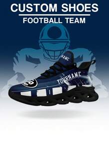 Men's Dallas Football Designed Sneakers, Custom Logo Custom Name Customization Lightweight Comfortable Soft Bottom Sneakers For Men, Gym Training Breathable Tennis Shoes Unique Gift For Mom/Dad/Her/Him/Girlfriend/Boyfriend/Wife/Husband/Friend ﻿ - Black - View 5