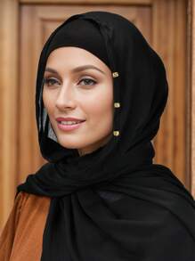 1 件女士头巾纯色宽边轻质透气头巾围巾，适合所有季节头巾，适合阿巴亚面纱服装 - 純色 - 查看 8