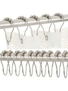 12 件不锈钢窗帘/浴帘挂钩，适用于浴室、窗户、窗帘、五金配件 - 彩色 - 查看 3