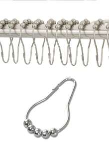 12 件不锈钢窗帘/浴帘挂钩，适用于浴室、窗户、窗帘、五金配件 - 彩色 - 查看 1