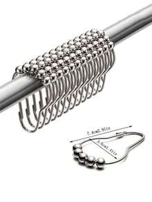 12 件不锈钢窗帘/浴帘挂钩，适用于浴室、窗户、窗帘、五金配件 - 彩色 - 查看 2