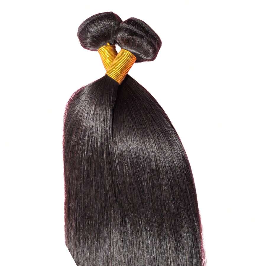 Straight 1B Natural Black Color Human Hair Bundles For SewIns Quick