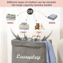 1 PC Fabric Laundry Basket With Iron Frame, Foldable Laundry Storage Basket With Handle, Removable Padding Collapsible Laundry Cart Sorting Laundry Basket Organizer For Dirty Clothes, Quilts, Dolls, Sundries, Etc. (Four Colors) - Multicolor - View 5