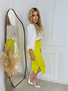 Women Skirts - 青檸色 - 查看 3