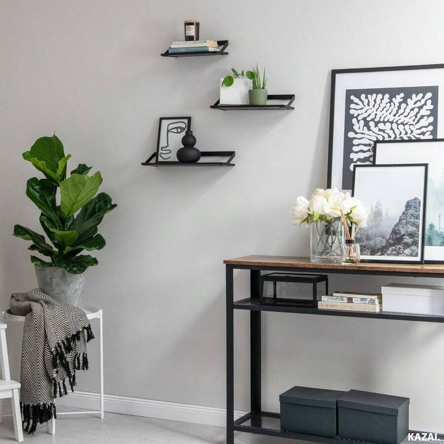 Wall Shelves 3 Part Floating Shelves Set Made Of Metal And Real