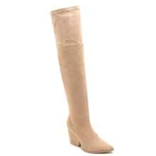 Modern Chunky Heel Pointed Toe Over-The-Knee Boots With Clean Lines – Elegant Style For Winter - Khaki - View 4