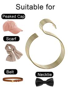 5件装多功能挂皮带、帽子、围巾、领带金色圆形收纳架适合日常生活中的日常收纳 - 金色 - 查看 3