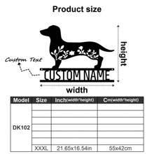 1 pieza Decoración de pared de arte de metal personalizable con salchicha dóberman con texto personalizado, silueta de perro con flores, cartel de metal para amantes de las mascotas, regalo personalizado para propietarios de perros, decoración colgante interior y exterior para amantes de los perros, regalos de Navidad, ornamentos, decoración del hogar, decoración de pared, decoración de habitación, decoración de la sala de estar, decoración de dormitorio, decoración de baño, decoración de cocina, decoración de la casa, regalos personalizados, regalos personalizados, decoración de jardín al aire libre