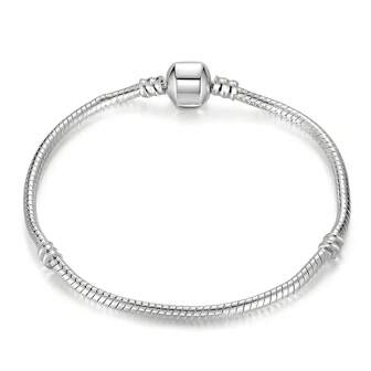 1pc Iconic Moments Snake Chain Charm Bracelet 925 Silver Plated Fits Any Charm Snake Chain Charm Bracelets For Charms Bracelets Jewelry For Women Valentine's Day Mother's Day Birthday Christmas,Mom,Mother,Mother's Day,Gift