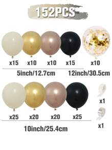 152pcs Black And Golden Balloon Chain Set, Festive Birthday Party 2025 New Year Party Graduation Season Party Room Wall Background Decoration Balloon Arch Set,Christmas - Multicolor - View 3