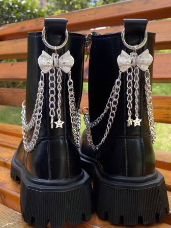 1/2pcs Detachable Metal Bowknot Chain Tassel Star Decor For Boots, Canvas Shoes, Sneakers, DIY Perforated Shoes Accessories, Also Applicable For Bag & Clothing Decoration