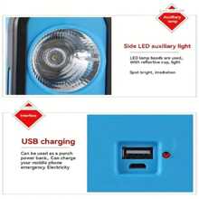 1 Gói 3 Trong 1 Đèn lồng cắm trại LED COB sáng nhất có thể sạc lại bằng USB năng lượng mặt trời, Sạc cho thiết bị, Đèn pin khẩn cấp chống nước Đèn LED, Đèn chiếu sáng ngoài trời cho lối đi, Sân, Sân trong - Màu xanh lam - Xem 6