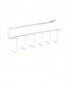 1 Stück Eisenhaken Tassen Halter Aufbewahrungsregal mit 6 Haken, geeignet für Schränke, Töpfe und Schaufelregale sowie Aufbewahrungsregale, die kein Bohren erfordern