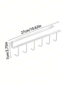 1 Stück Eisenhaken Tassen Halter Aufbewahrungsregal mit 6 Haken, geeignet für Schränke, Töpfe und Schaufelregale sowie Aufbewahrungsregale, die kein Bohren erfordern