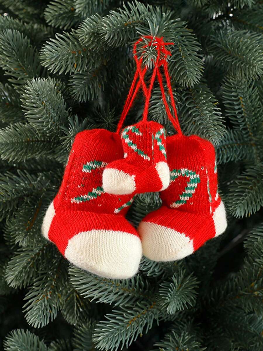 1 件圣诞老人迷你袜子挂饰，彩色靴袜圣诞树装饰 - 彩色 - 查看 1
