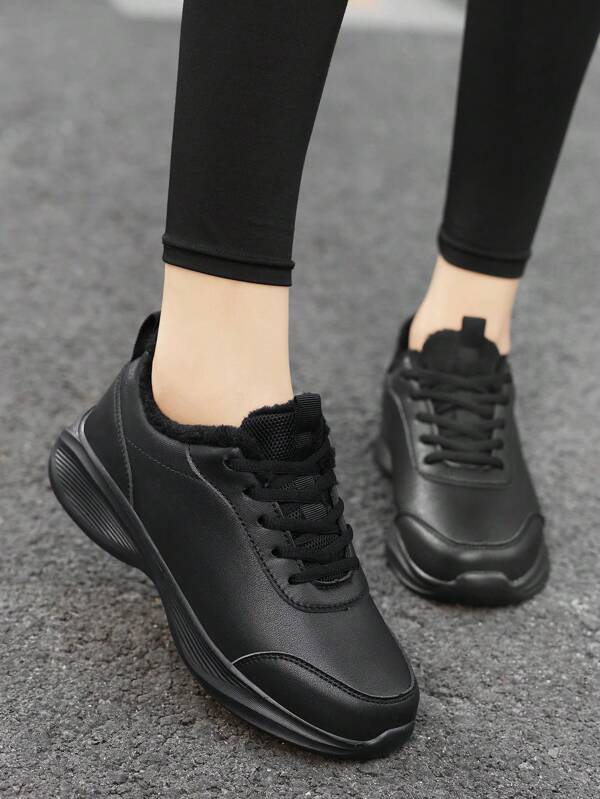 Zapatillas deportivas impermeables y con revestimiento térmico, livianas, cómodas y casuales para viajar, color negro