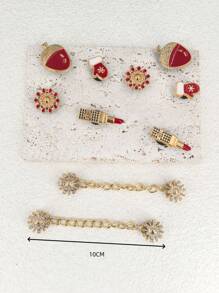 10 件闪亮鞋饰少女饰珍珠饰红色鞋子配饰女士木屐鞋装饰珠宝闪亮可爱装饰品派对礼物圣诞节生日礼物。 - 紅色 - 查看 4