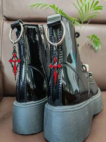 2 chiếc phụ kiện giày phong cách Hip-Hop Gothic Punk Cross, trang trí cho giày thường ngày, giày bốt, móc khóa giày - phụ kiện giày - Xem 5