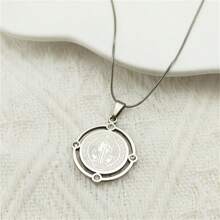 Rhinestone Saint Benedict Stainless Steel Medallion Pendant Necklace For Men And Women SAN Benito Gold/Silver Color Party Jewelry Christmas New Year Valentine's Day Holiday Gift