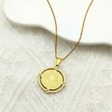 Rhinestone Saint Benedict Stainless Steel Medallion Pendant Necklace For Men And Women SAN Benito Gold/Silver Color Party Jewelry Christmas New Year Valentine's Day Holiday Gift