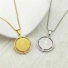 Rhinestone Saint Benedict Stainless Steel Medallion Pendant Necklace For Men And Women SAN Benito Gold/Silver Color Party Jewelry Christmas New Year Valentine's Day Holiday Gift