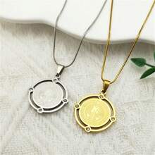 Rhinestone Saint Benedict Stainless Steel Medallion Pendant Necklace For Men And Women SAN Benito Gold/Silver Color Party Jewelry Christmas New Year Valentine's Day Holiday Gift
