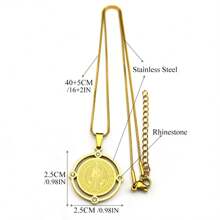 Rhinestone Saint Benedict Stainless Steel Medallion Pendant Necklace For Men And Women SAN Benito Gold/Silver Color Party Jewelry Christmas New Year Valentine's Day Holiday Gift