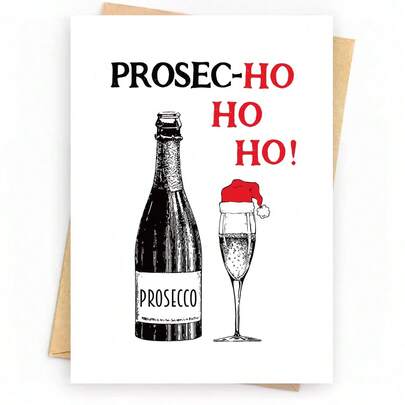 Karta świąteczna Prosechohoho, Karta świąteczna Prosecco, Zabawna karta świąteczna, Karta Prosecco, Prosecco, Karta świąteczna, Pakiet kart, Karta świąteczna z kopertą