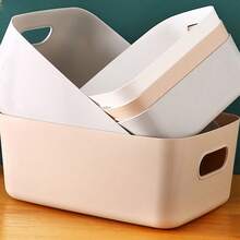 10 件大号桌面收纳盒、化妆品收纳箱、宿舍收纳篮 - 彩色 - 查看 3