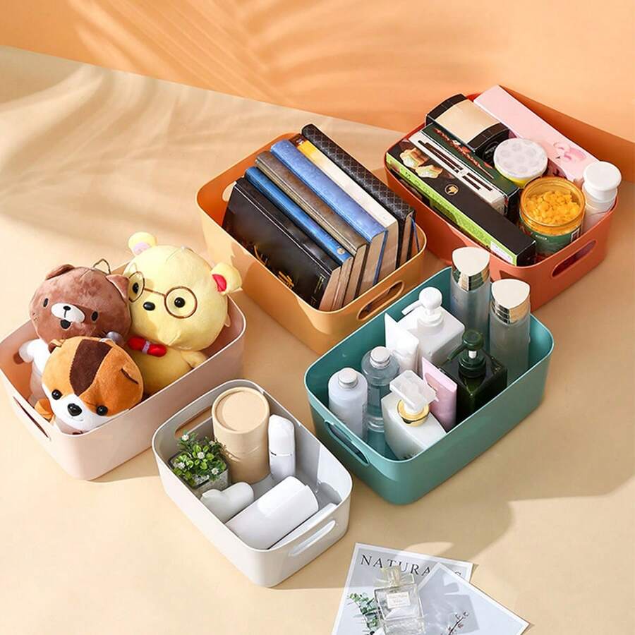 10 件大号桌面收纳盒、化妆品收纳箱、宿舍收纳篮 - 彩色 - 查看 1