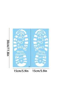 2 miếng trang trí Giáng sinh tối giản hình dấu chân ông già Noel, miếng dán tường hình dấu chân ông già Noel màu trắng, cải thiện bầu không khí ngày lễ - trắng - Xem 3