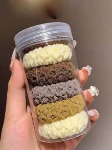 6 dây buộc tóc dệt kim thoải mái - Dây buộc tóc đuôi ngựa dày, đàn hồi và chống trượt cho phụ nữ và trẻ em gái - Hoàn hảo cho mùa thu và mùa đông - Nhiều màu - Xem 10