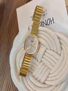 1 pieza Nuevo reloj para dama, con estilo y sencillo, de lujo, elegante y versátil con correa de bambú de cuarzo