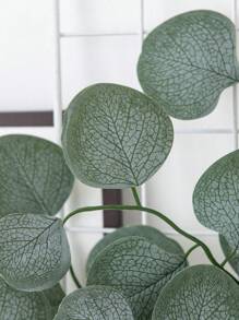 1/3 片人造桉树叶假植物茎仿桉树婚礼花束中心装饰家居装饰（绿色）