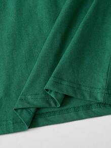 中性嬰兒純棉素色短袖 Polo 衫，薄款修身舒適學院風 T-shirt，簡約優雅兒童基礎穿搭 - 墨綠色 - 查看 6
